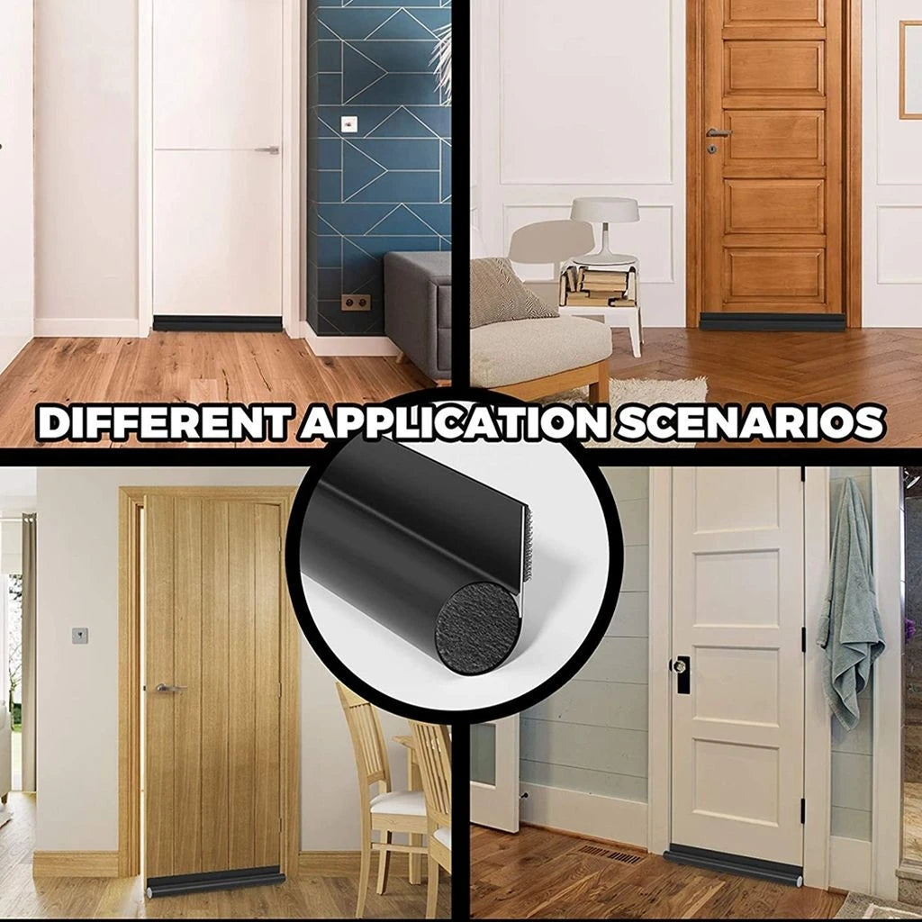 New Adjustable Door Bottom Weatherproof Strip Soundproof Under Door Air Damper Wear-resistant Leather Foam Door Seal Strip Qme