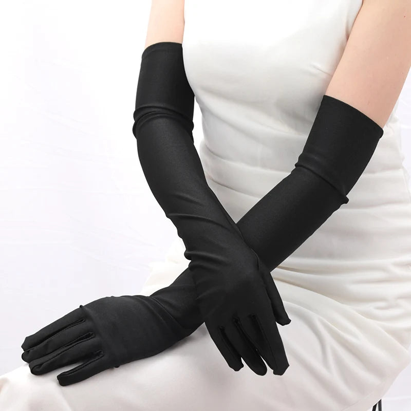 Women Long Finger Elbow Sun Protection Gloves Opera Evening Party Qme