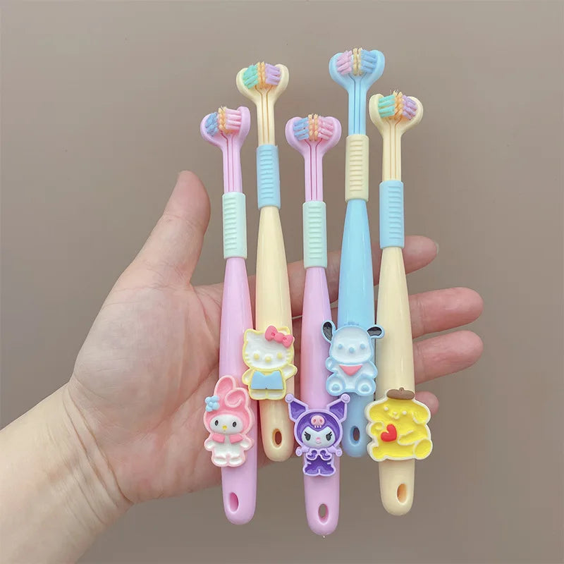 Hello Kitty Kuromi Three-sided Toothbrush Cute Student Soft Bristles Qme 6