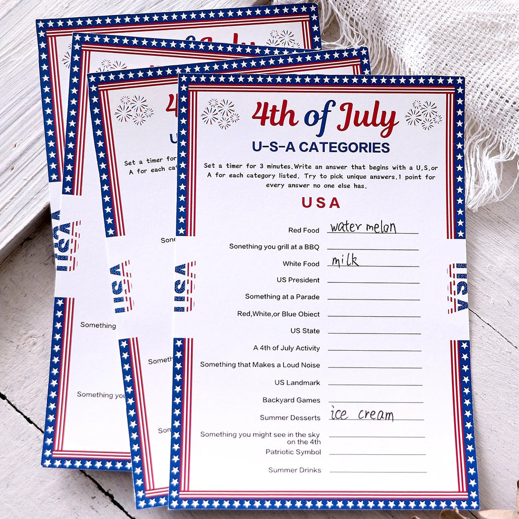 10 50Pcs Independence Day “Usa” Game Cards: Creative Independence Day Gifts and Board Games for Students—Party Supplies Qme