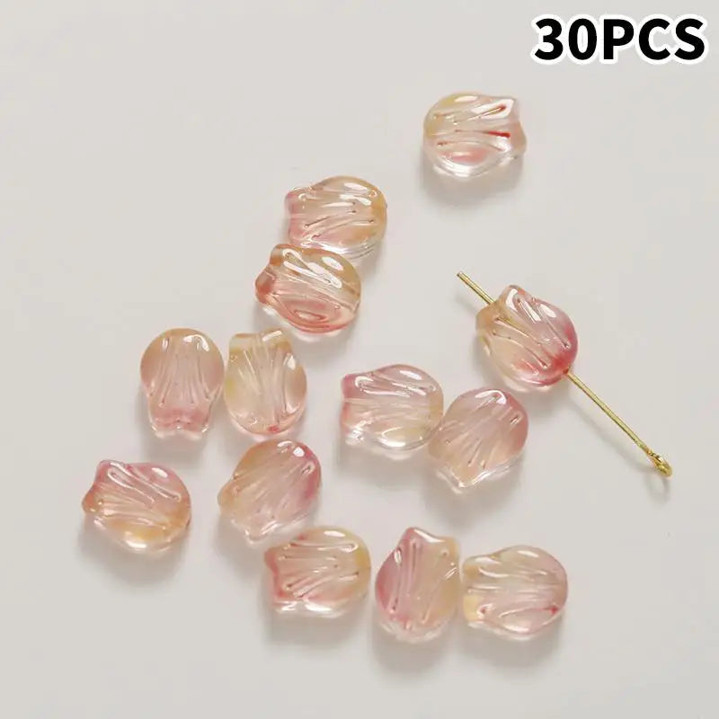 DIY Lampwork Beads 30Pcs Multicolor Glass Flower Beads for Jewelry Making Handmade Accessories Supplies Qme A16