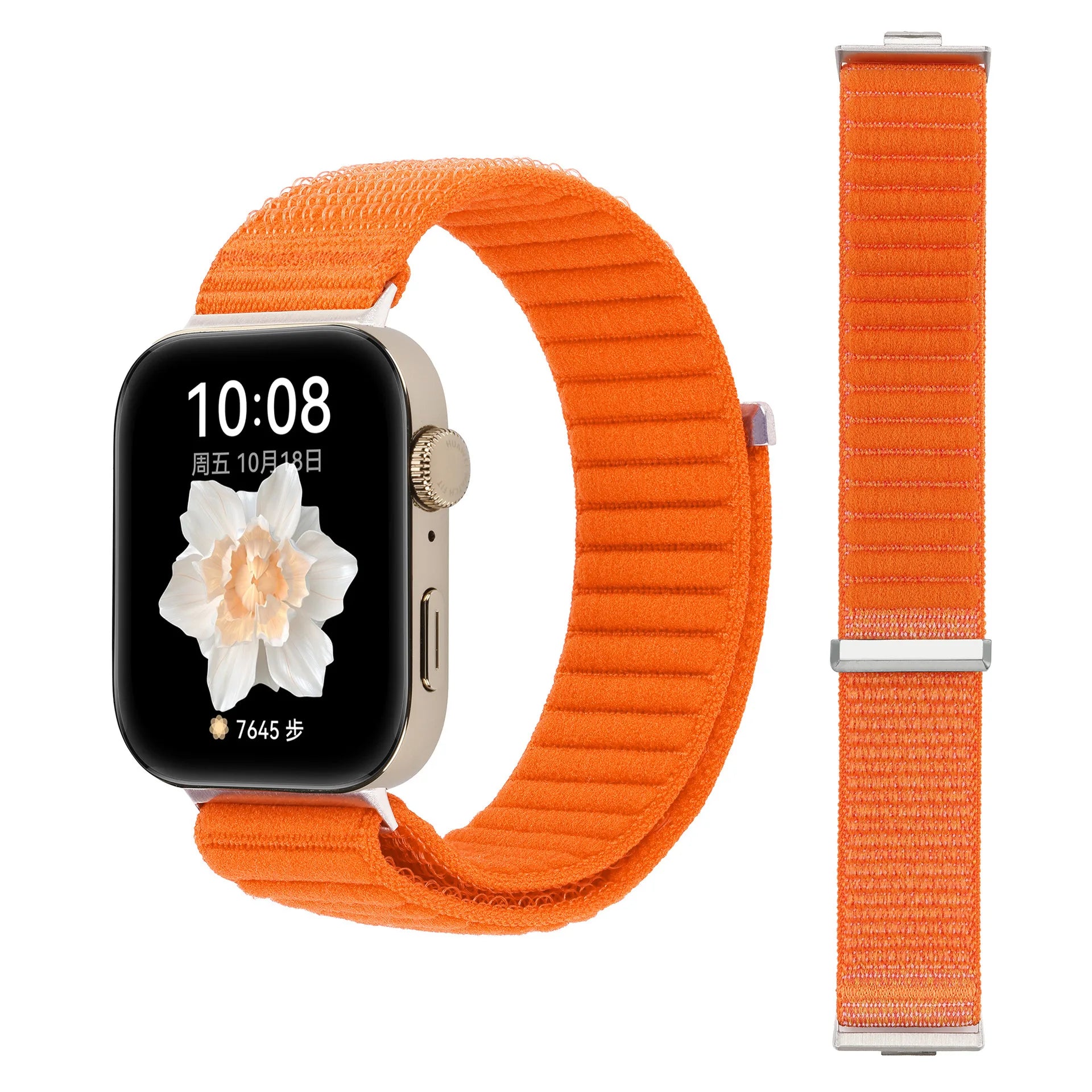 A Adjustable Breathable Nylon Woven Watchband with Stylish Metal Buckle for Huawei Watch Series - Replacement Wrist Band Qme orange