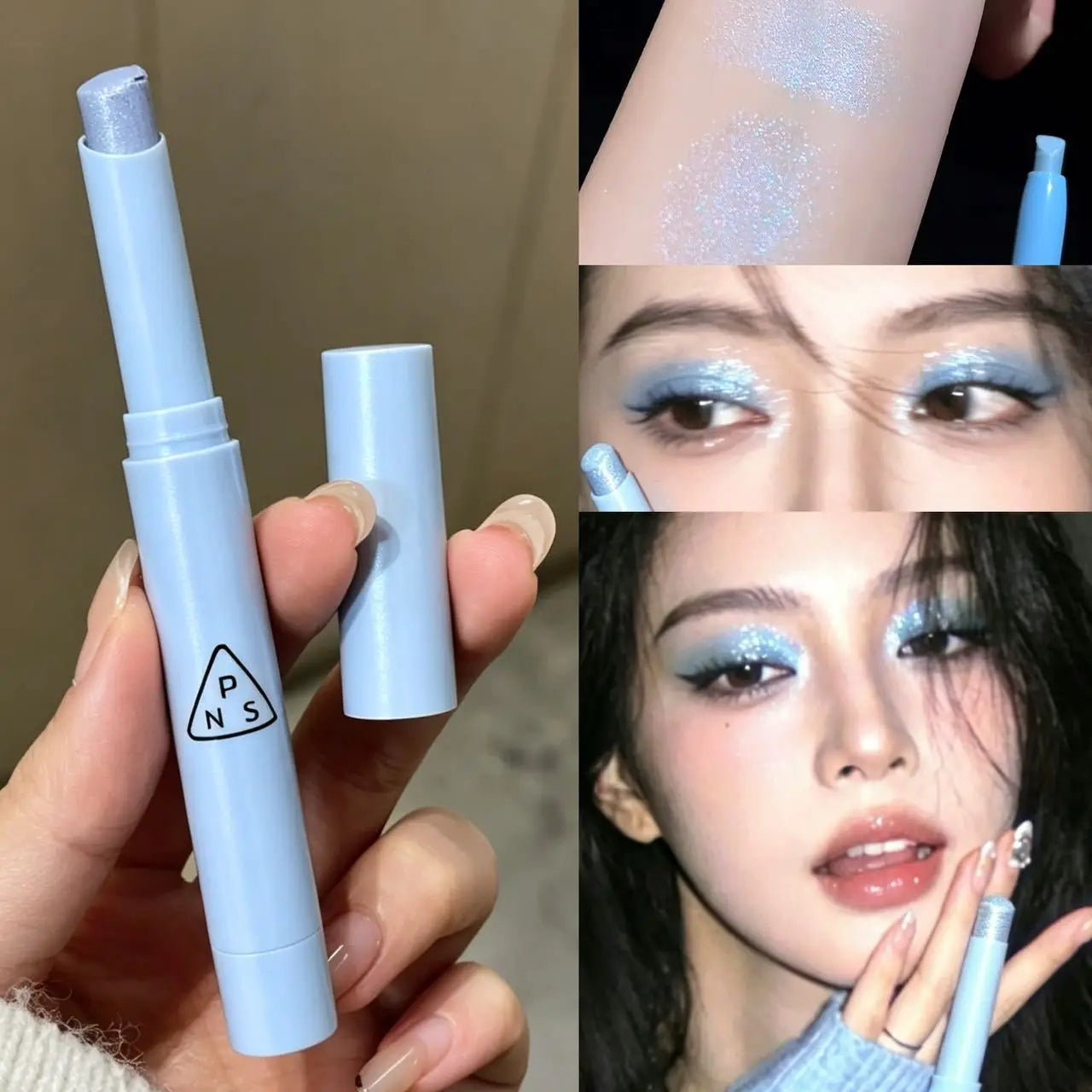 Shimmer Coral Orange Eyeshadow Stick Pearlescent Purple Eye Shadow Brightening Waterproof Diamond Glitter White Highlighter Pen Qme 06