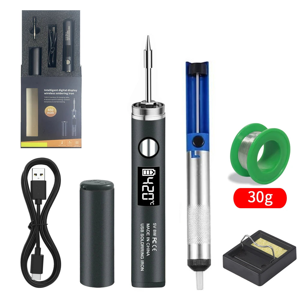 USB Soldering Iron 5V 8W Lithium Battery Portable Repair Welding Qme D510 SET1