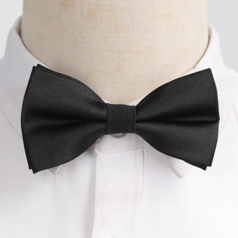 Classic Black Men Bow Ties Fashion Polyester Bowtie Woven Dot Checked Stripped Butterfly Wedding Dress Mens Formal Dog Butterfly Qme A11