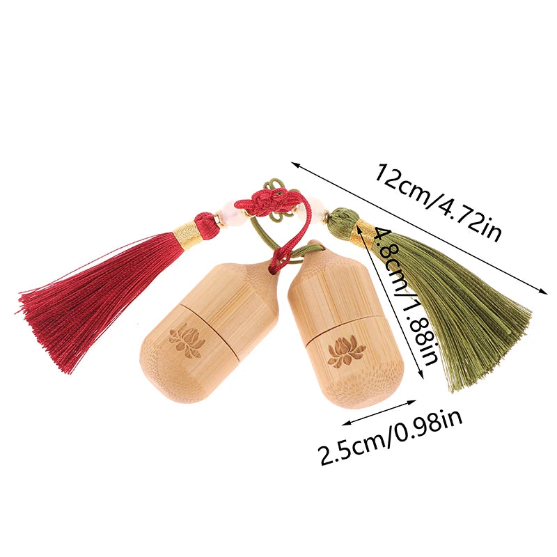 Essential Oil Pendant Bamboo Roller Empty Bottle Skincare Containers Qme