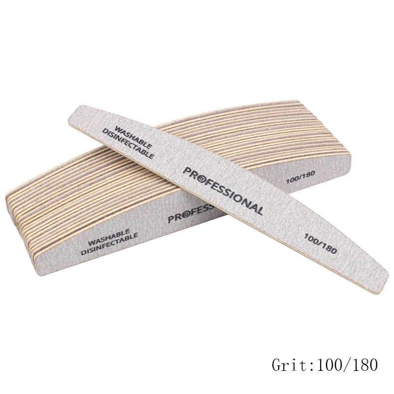 Lot Wooden Nail Files Professional Buffer 100 180 Limas Manicura Qme 100 180