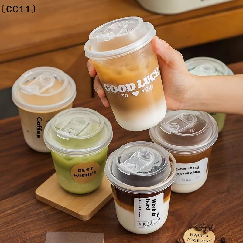 Transparent Coffee Cups Lids U-shaped Disposable Drink Milk Tea Qme