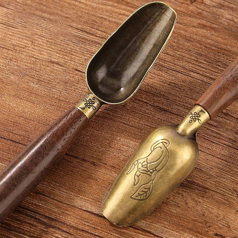 Tea Spoon Ebony Teaspoon Solid Wood Retro Creative Shovel Kongfu Qme