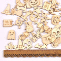 50pcs 3cm Mixed Halloween Ghost Hand/Caslte/Skeleton Wood Slices DIY Scrapbook Craft Party Decor Gift Handmade Accessories c4114 Qme mixed 50pcs