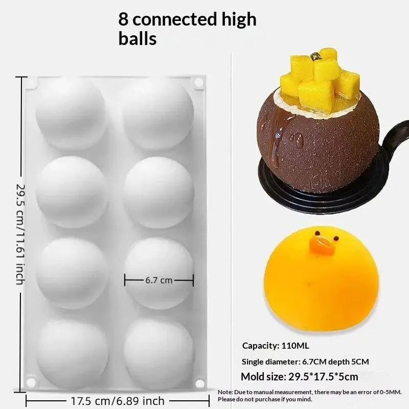 Multiple Round Ball Shape Silicone Molds Cake Decorating Tools Qme 10