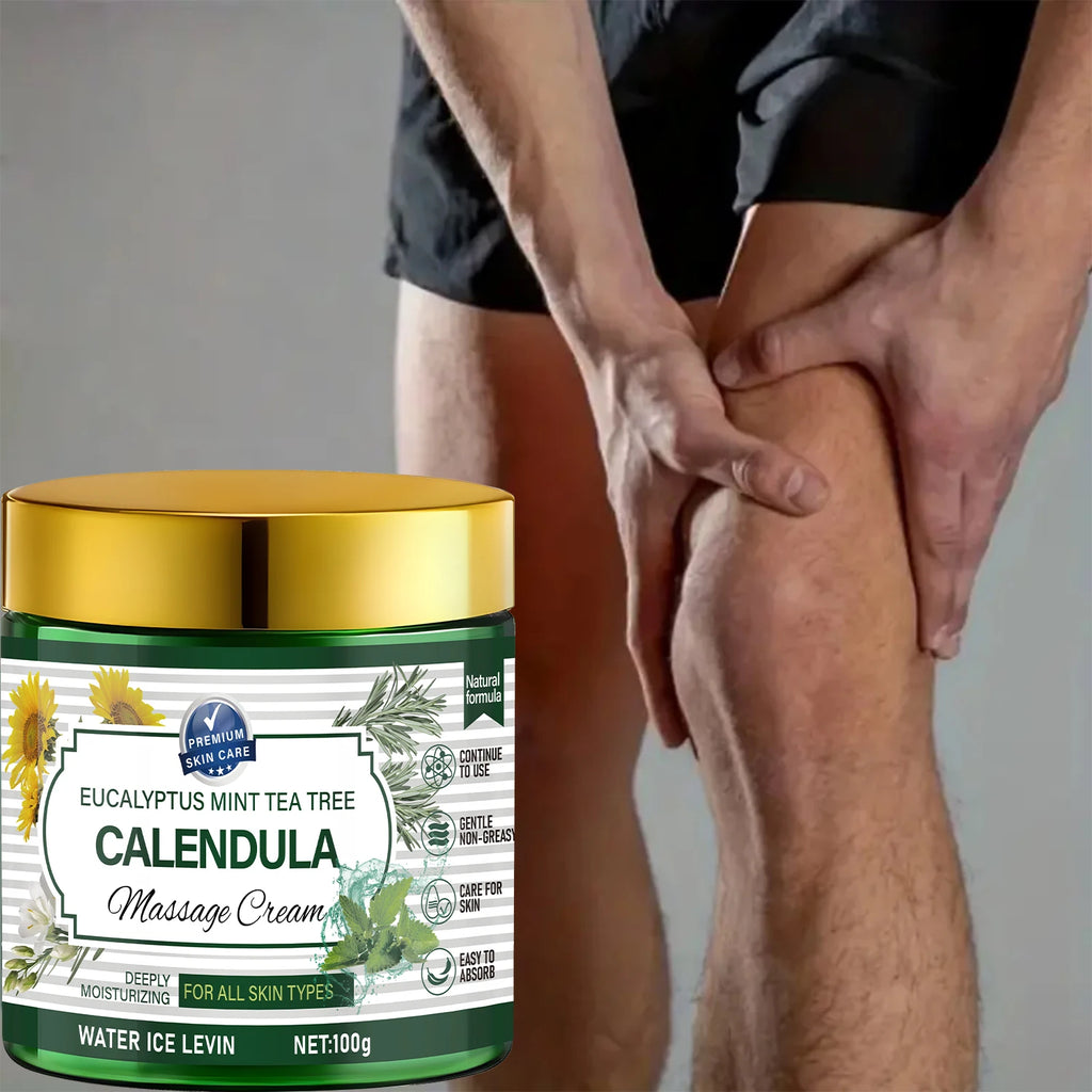 Eucalyptus Mint Tea Tree Calendula Massage Cream with Retinol & Niacinamide - Soothing Body Care Qme