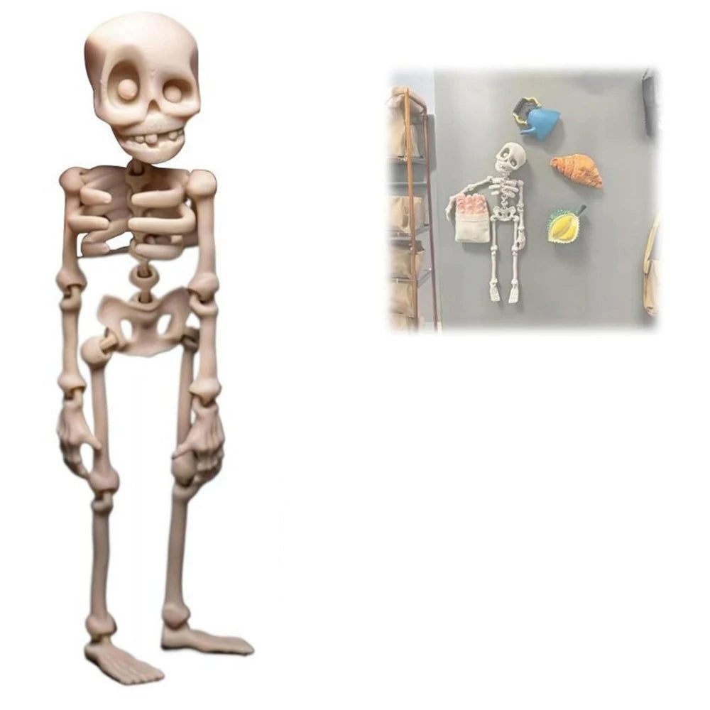 1Pc Magnetic Poseable Skull Fridge Magnet Funny Halloween Gift Easter Kitchen & Dining Decor Home Accessory, Quirky Decor Qme