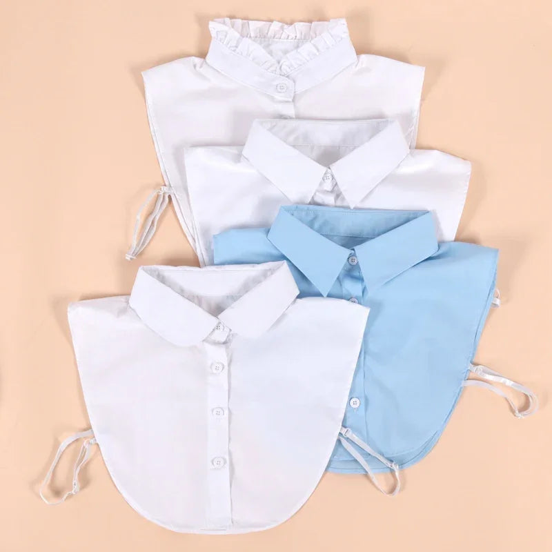Detachable Cotton Lapel Shirt Fake Collar Solid False Blouse Neckwear Qme