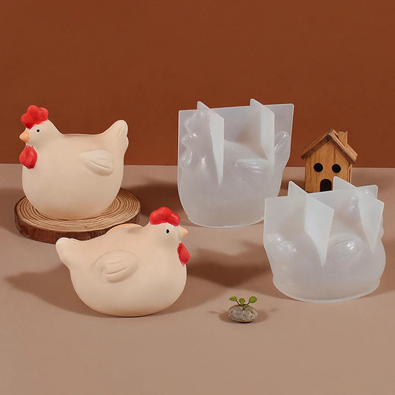 3D Chicken Candle Silicone Mold Cute Chicken Crafts Plaster Resin Cement Mould DIY Animal Soap Making Tool For Easter Home Decor Qme