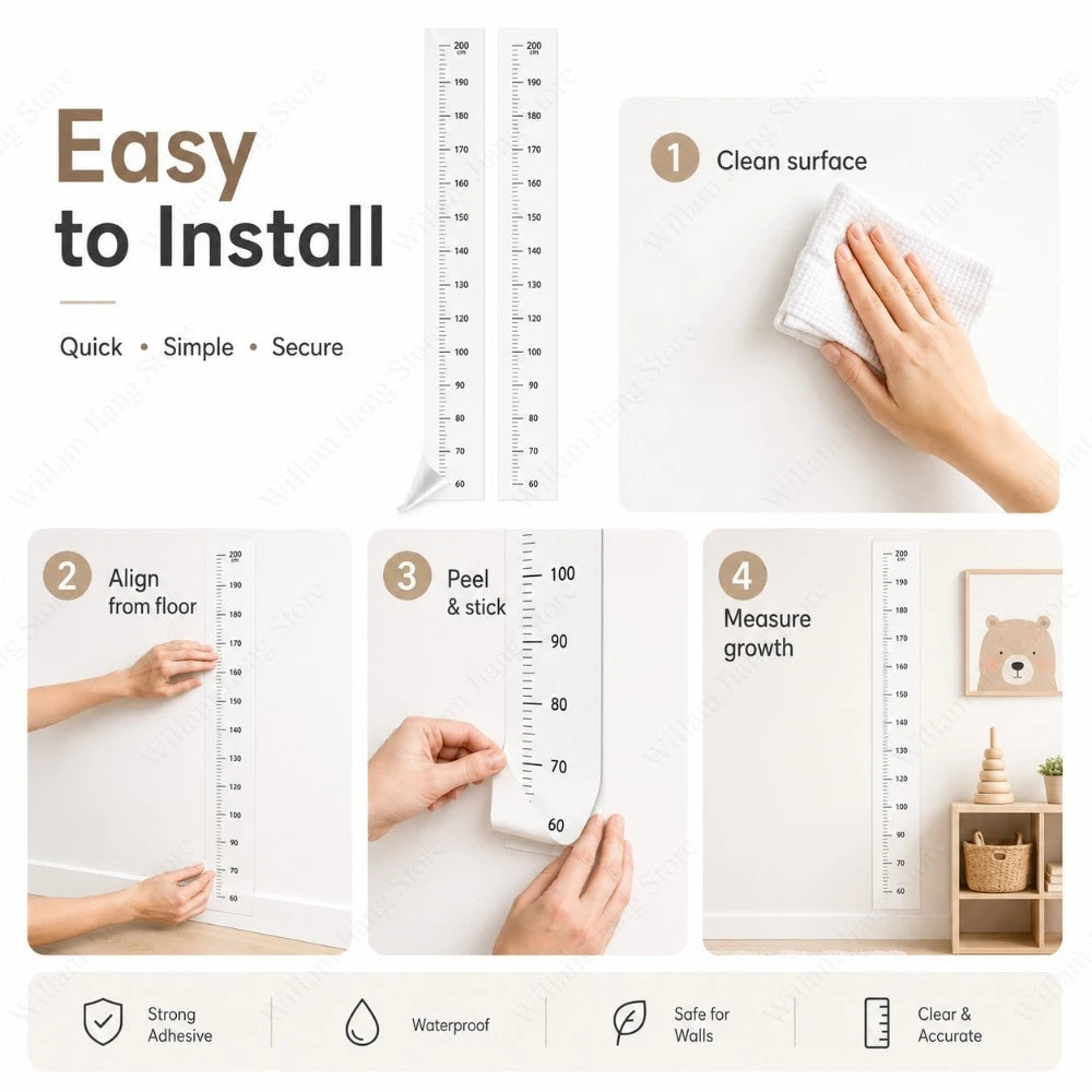2m Writable PVC Wall Height Measuring Sticker Removable Self Adhesive Decor For Household Space Body Height Recording Qme