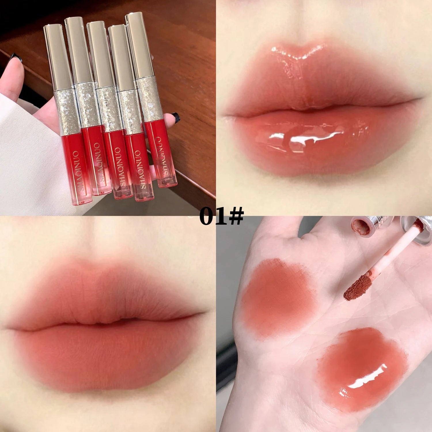 SHAQINUO Colorful Double-head Lip Glaze Mud Two-in-one Matte Mirror Qme S992-1