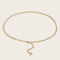 Fashion Women's Rhinestone Belt Metal Slim Waist Chain Versatile Qme Gold