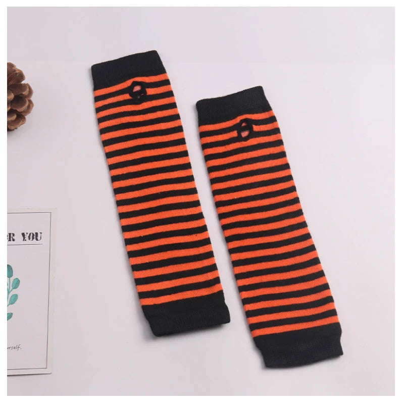 Women Fashion Lady Striped Elbow Gloves Warmer Knitted Long Qme SB827 Length -32cm
