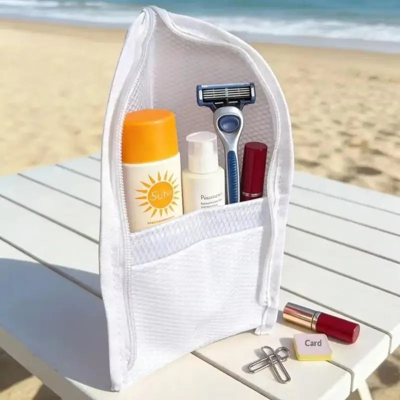 Large Capacity PVC Cosmetic Bag Waterproof Space Saving Toothbrush Qme one size White