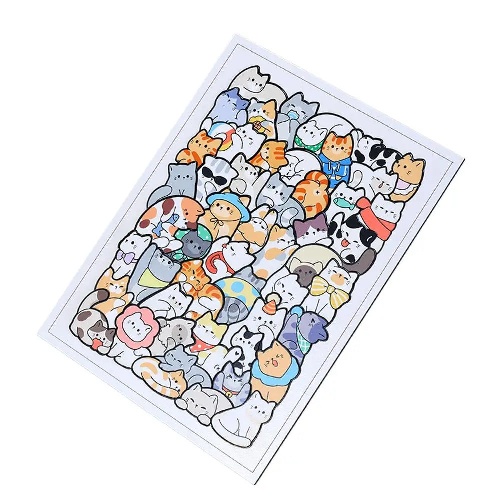 50pcs Wooden Cat Puzzles Animal Wooden Puzzle Stacking Toys Educational Puzzle For Kid Boys Girls Gifts Decoration Painting Qme Cat 1