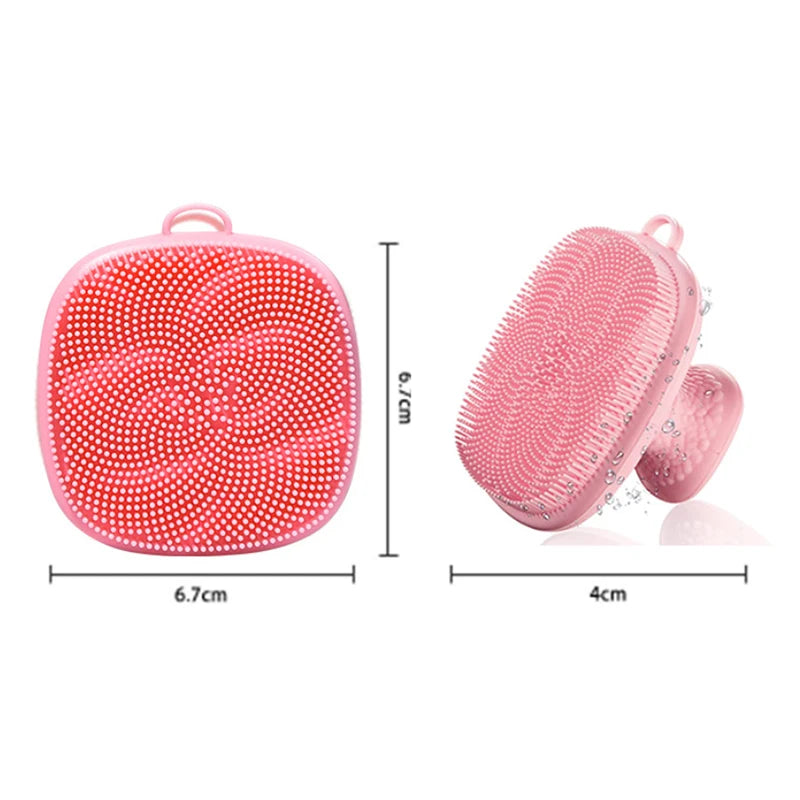 Manual Silicone Facial Cleansing Brush Soft Bristle Body Bath Massage Qme