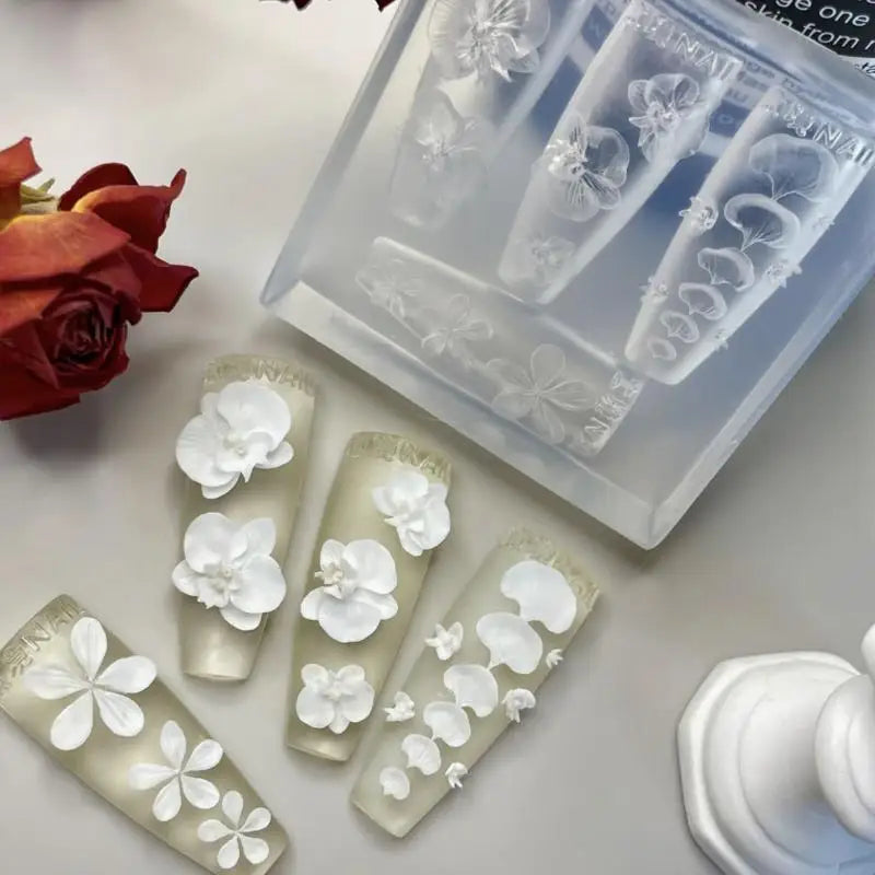 Soft Silicone 3D Nail Mold Orchid Flower Template DIY Art Decoration Qme