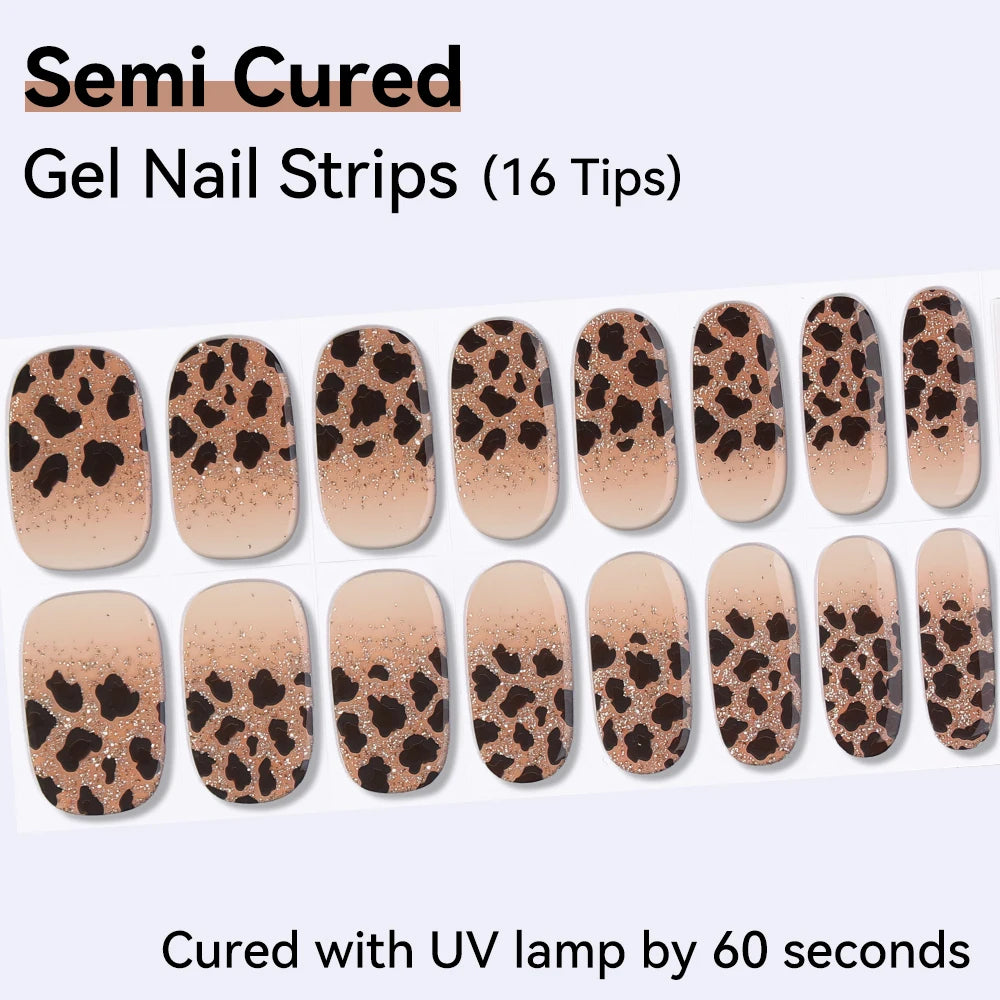 16Tips Cute Cartoon Semi Cured Gel Nail Strips French Cherry Soccer Qme NF250057