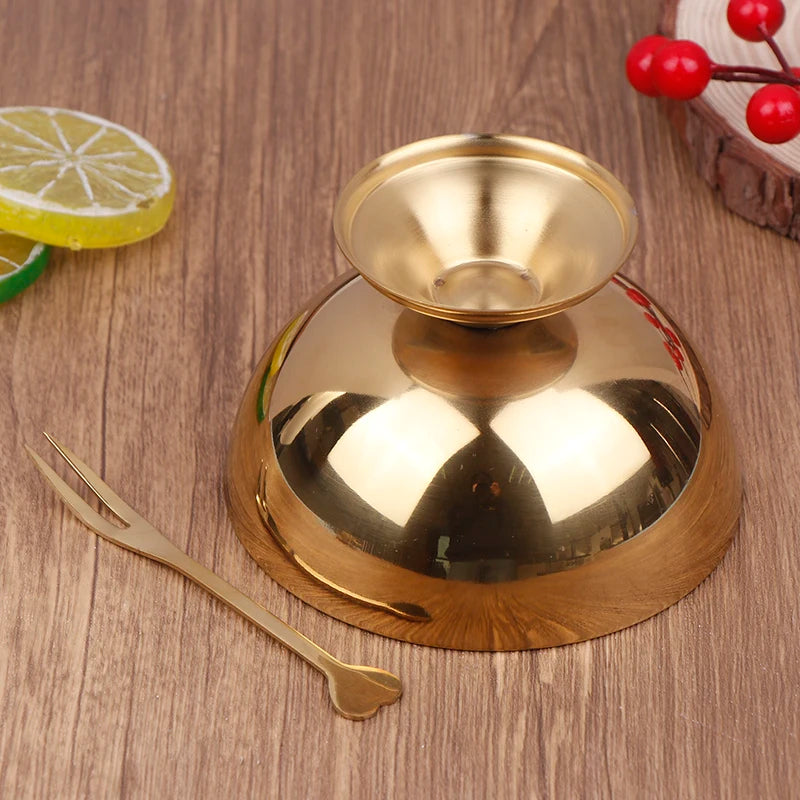 Gold Stainless Steel Home Kitchen Bar Tableware Ice Cream Cup Salad Qme