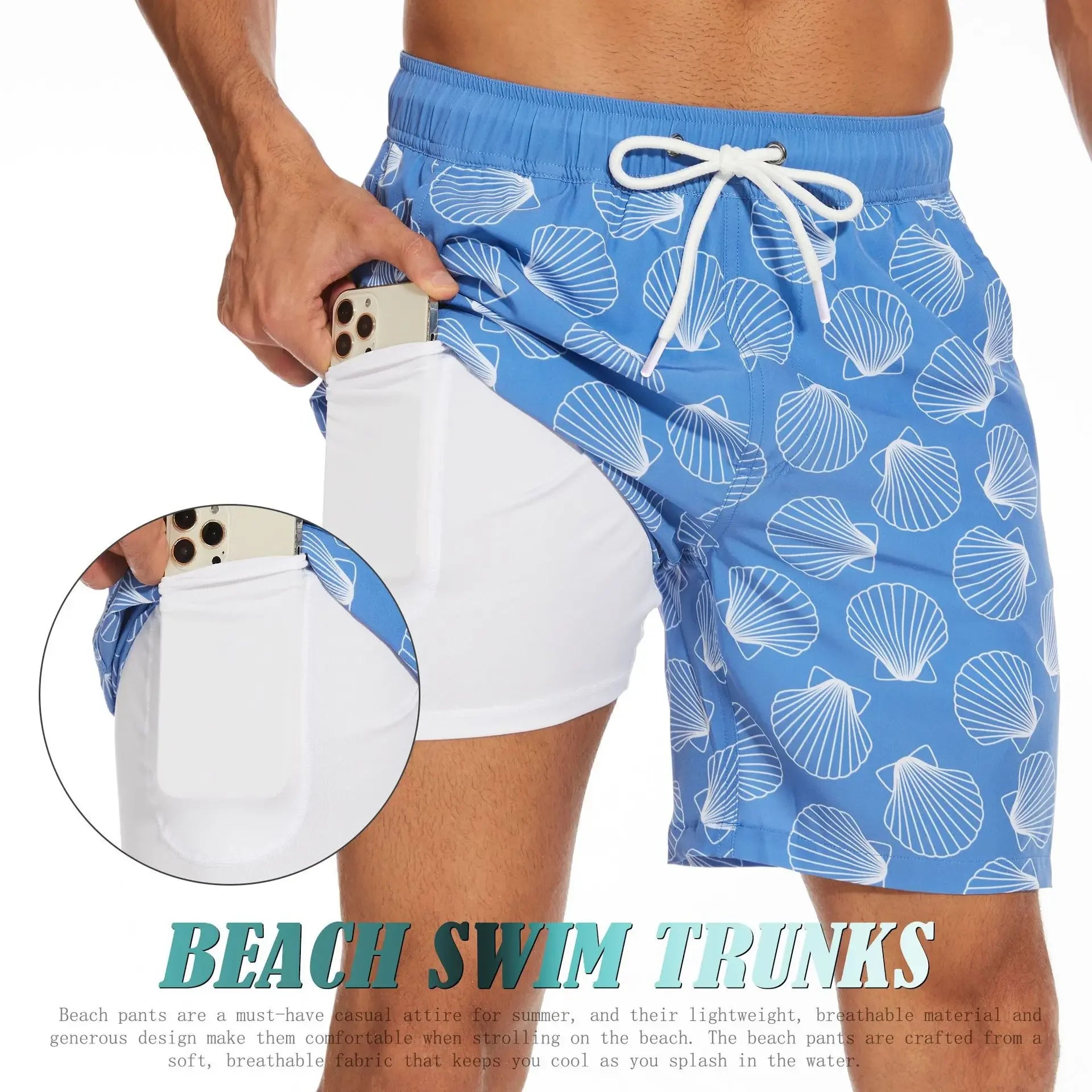 Men's Casual Large Size Beach Pants Corner Milk Silk Inner Street Clothing Breathable Soft Casual Daily Streetwear Short Men Qme 12 2XL