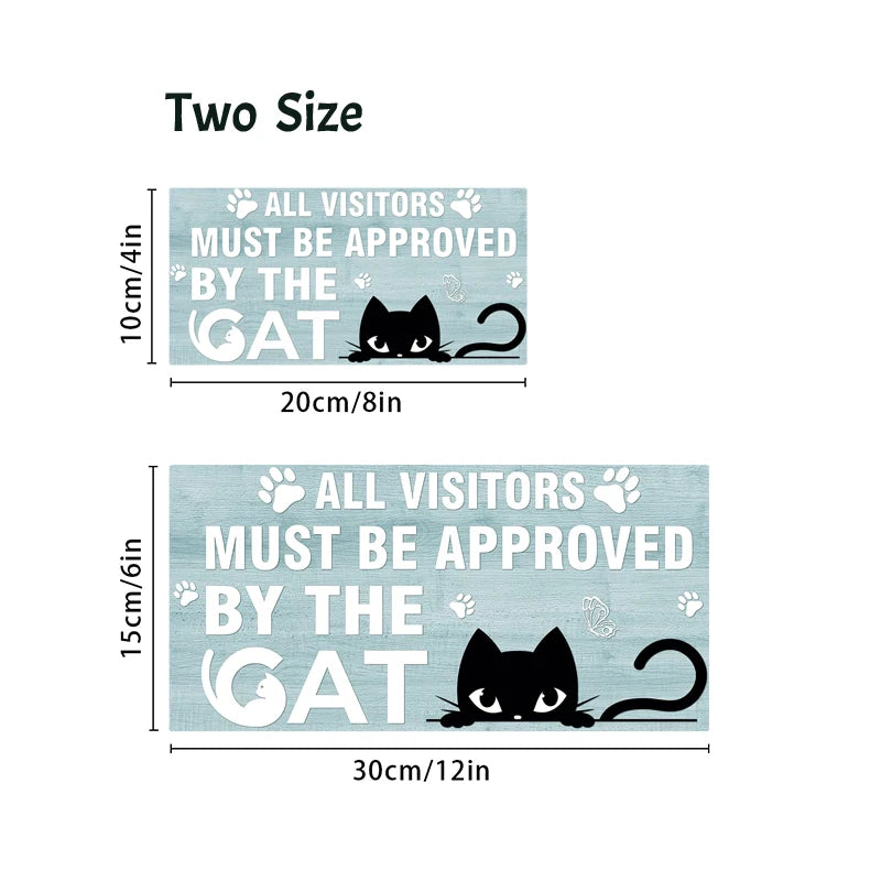 Rustic Must be Approved By the Cat Wall Hanging Decor Wood Art Plaques Sign Door Sign for Home Cat litter Decor Qme
