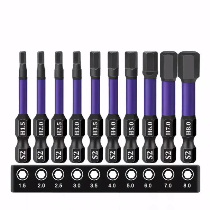 10-Piece Impact S2 Steel Star-shaped Drill Bit Strong Magnetic Qme A3