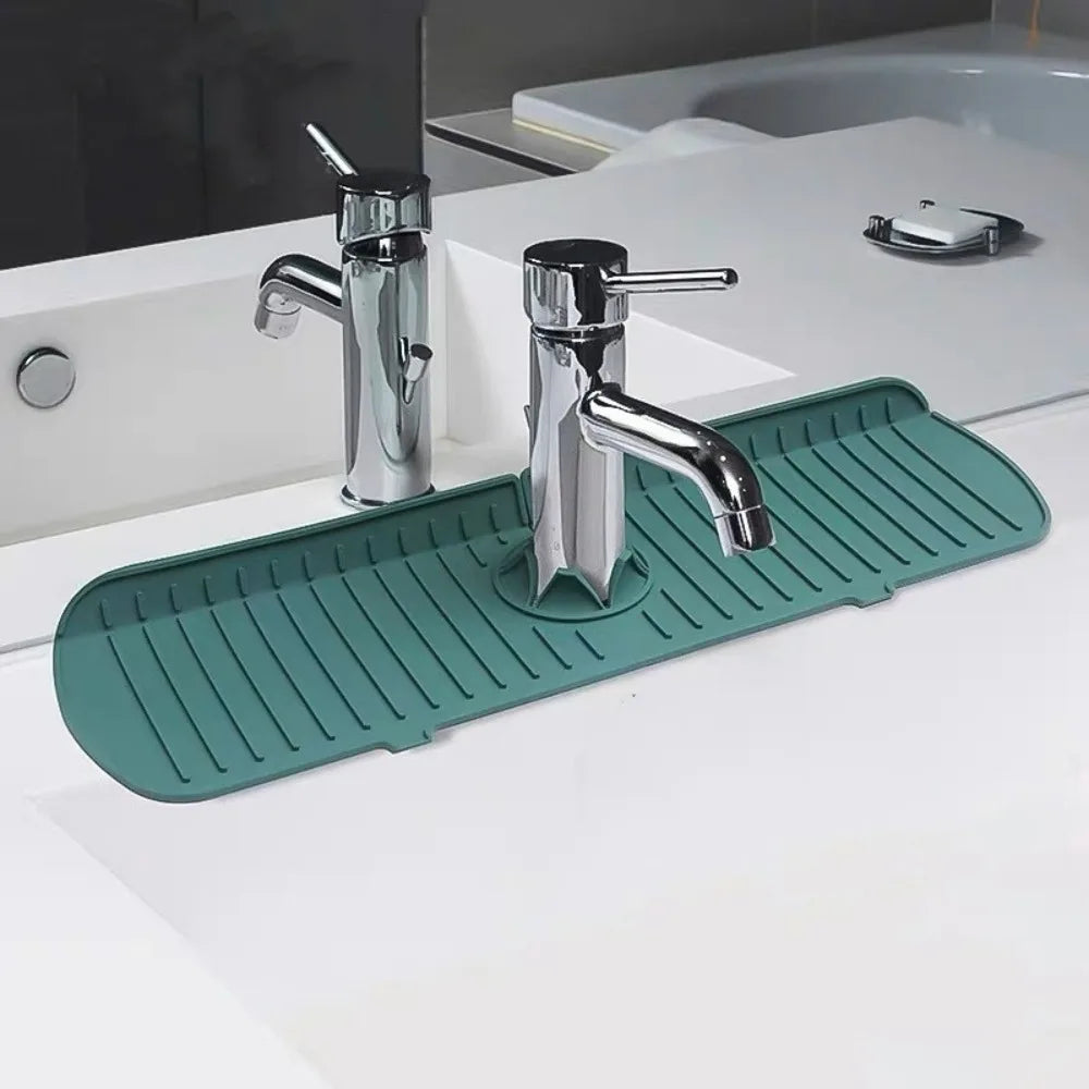 New Faucet Splash Pad Soap Sponge Storage Holder Silicone Sink Splash Guard Kitchen Gadgets Bathroom Faucet Decorative Cover Qme