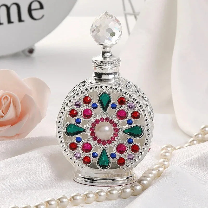 12ML Perfume Bottle Metal Empty Bottle Essential Oil Perfume Dispensing Glass Bottle Luxury Gifts Travel Portable Perfume Bottle Qme Silver 12ml