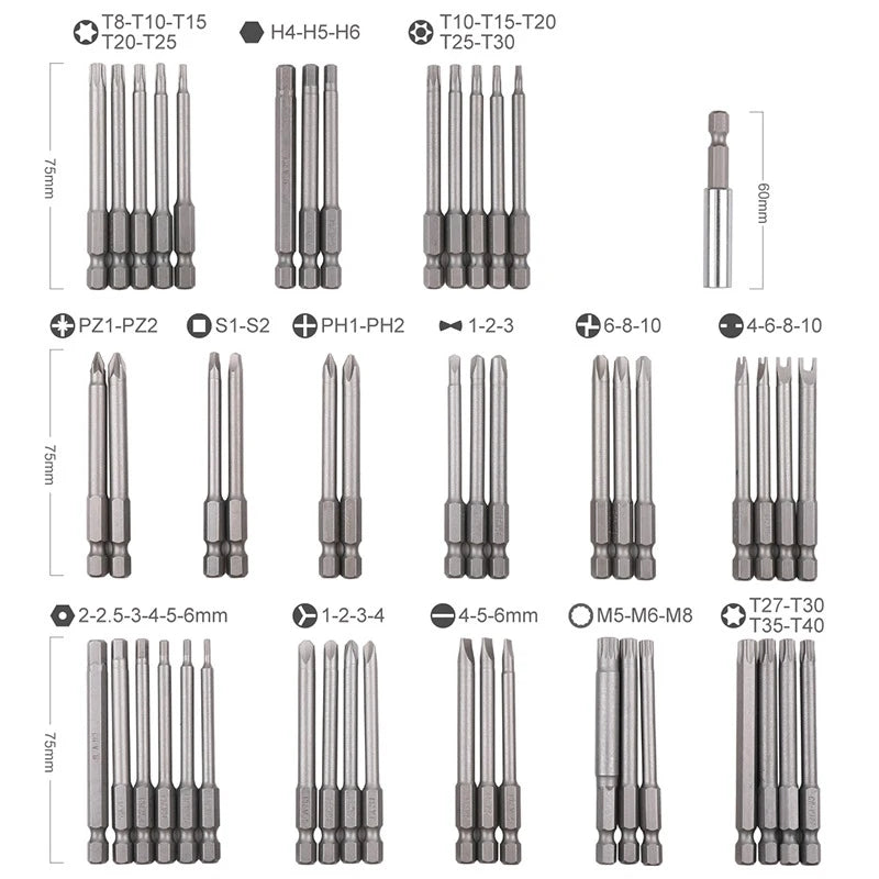 Screwdriver Bit Security Chrome Vanadium CR-V Steel Hex Key Phillips Qme