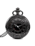 1 pcs Steampunk pocket watch, men's chain, necklace, antique charm, black, Roman numerals, quartz, unified fashion Qme black
