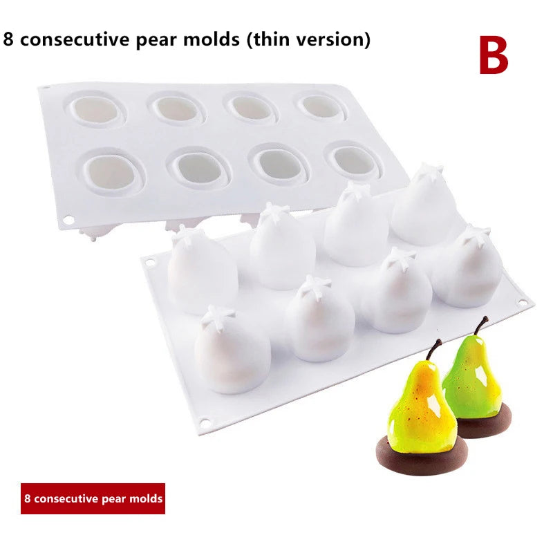 Fruit Series Mango Pear Silicone Mold Baking Chocolate Mousse Cake Qme Pear