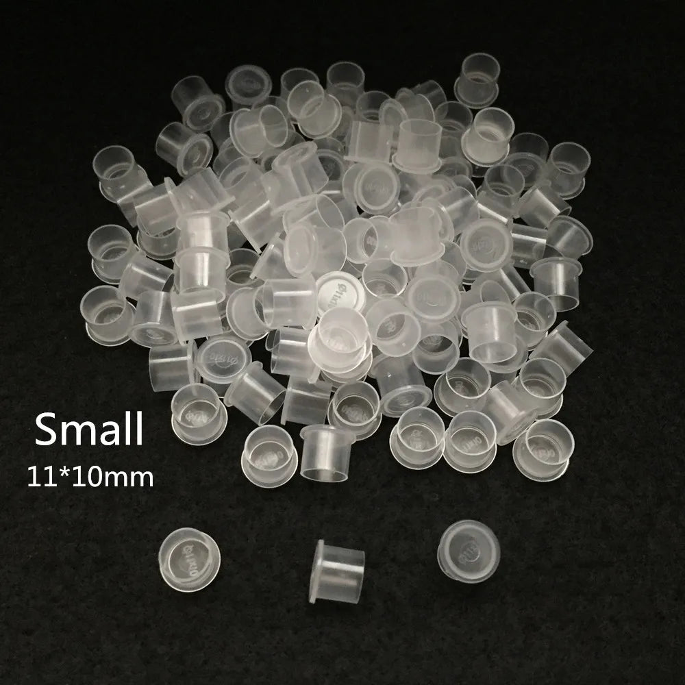 New 1000PCS Super White Steady Tattoo Ink Cups Small Medium Large Size Clear Self Standing Tattoo Ink Cup Cap Supply Qme 1000PCS S SIZE