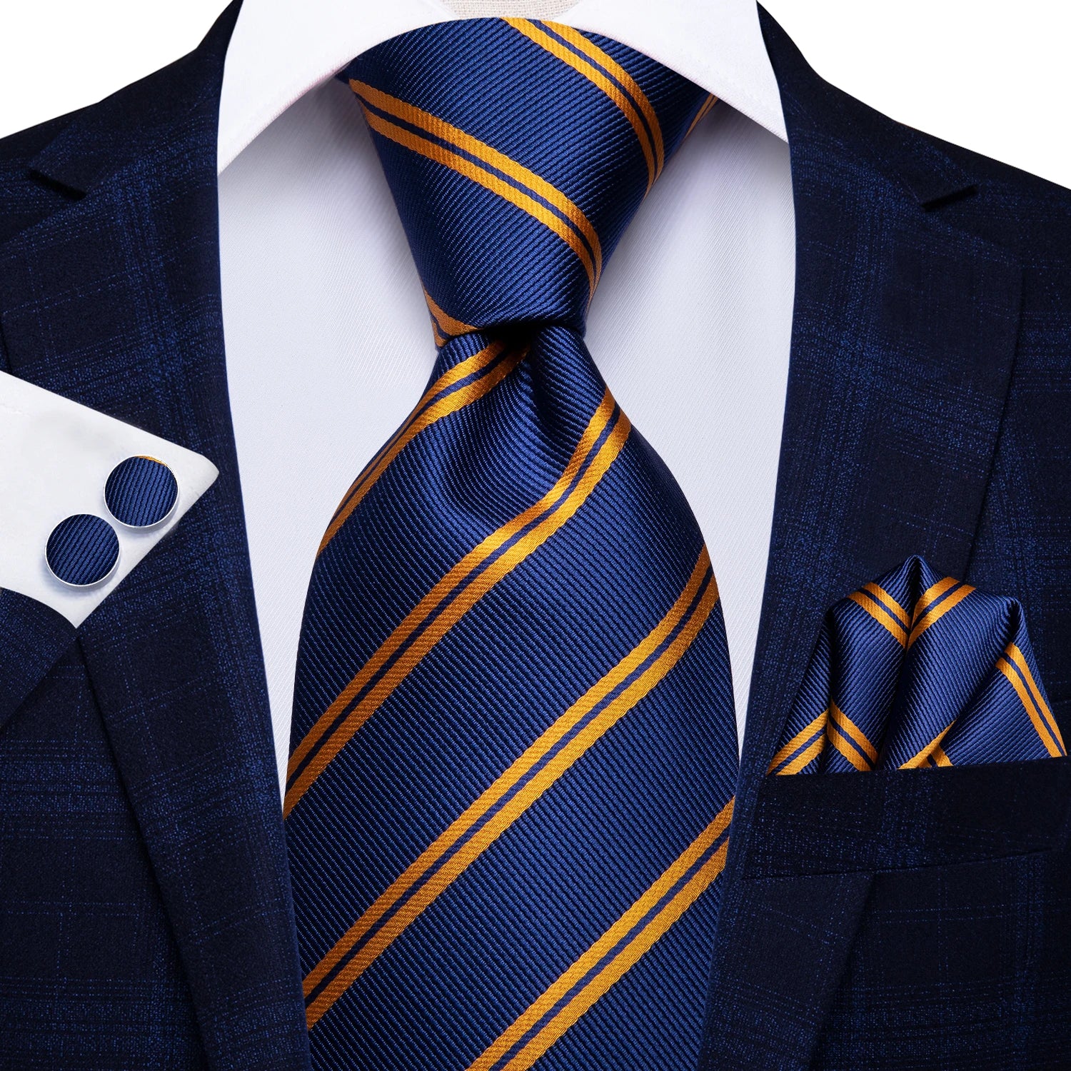 Navy Blue Striped Wedding Tie Men Fashion Design Green Red Necktie Qme CN-3136