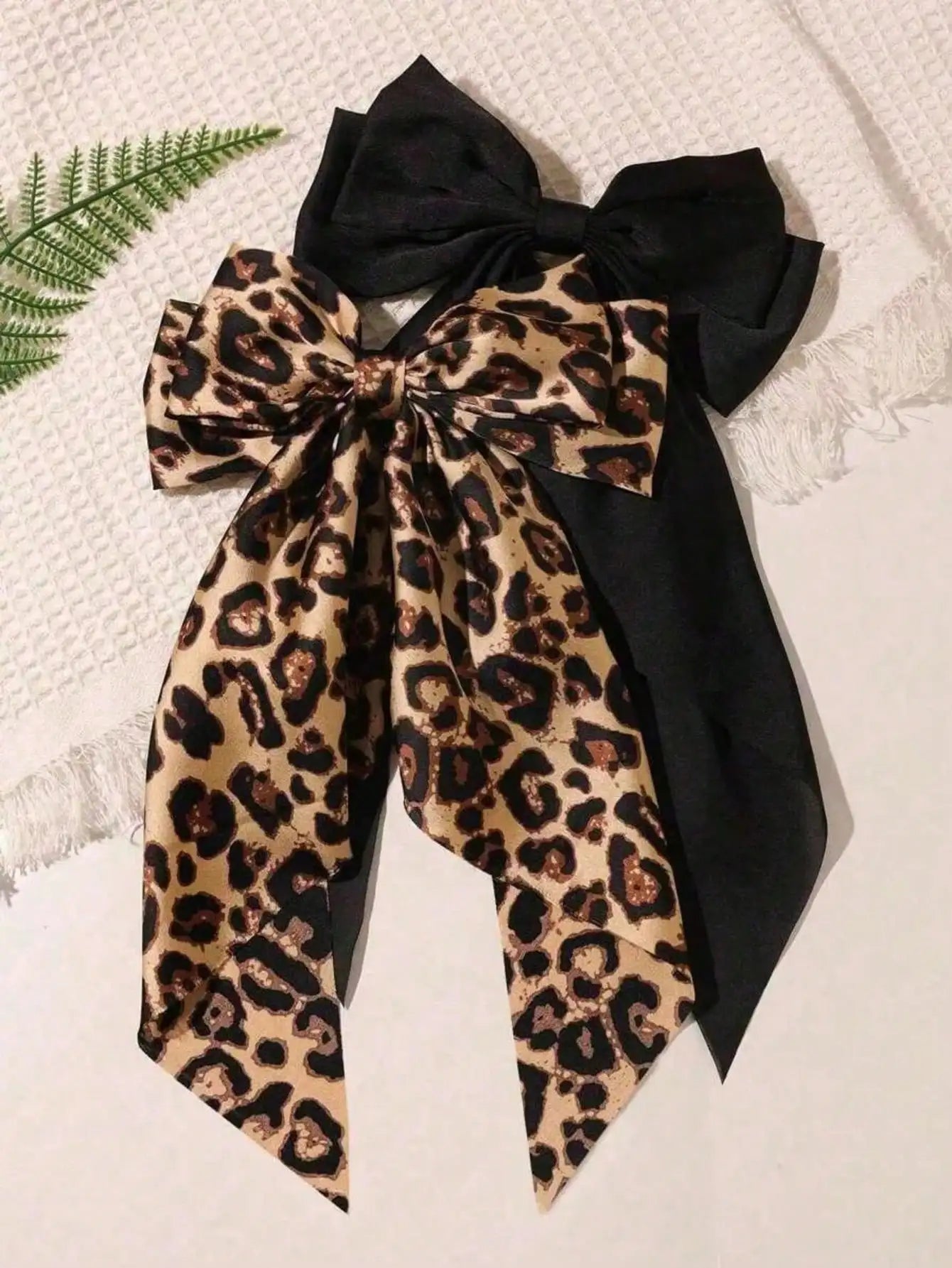 1 Black Hairpin Leopard Print Combination Girls Bow Hair Clips Qme