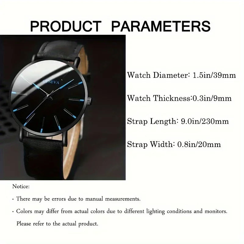3pcs/set 1 Round Men's Quartz Watch And 1 Bracelet 1 Necklace Qme