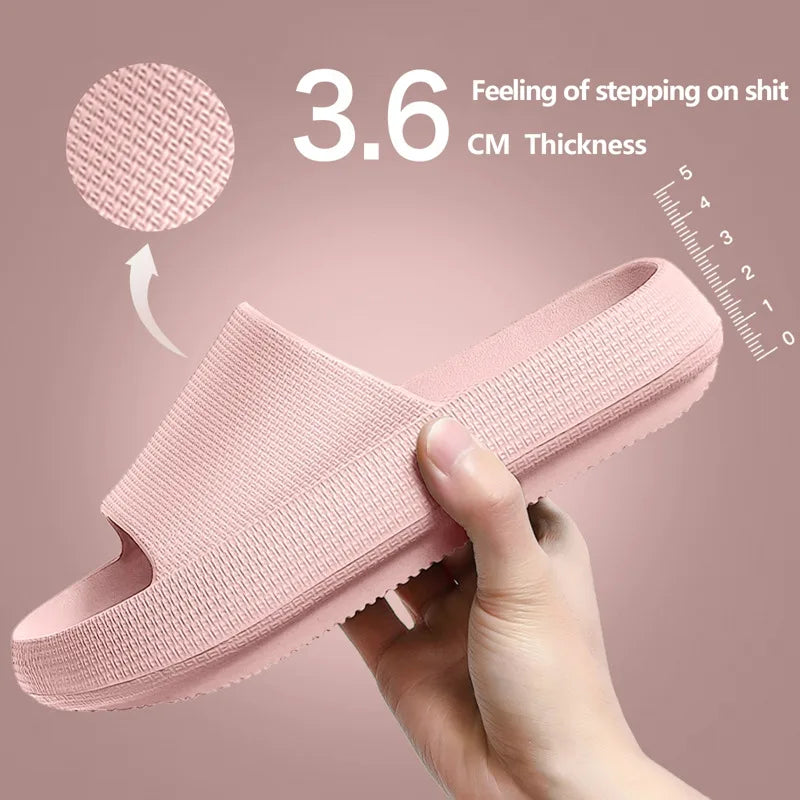 New Thick Platform Pillow Bathroom Home Slippers Women Fashion Soft Sole EVA Indoor Slides Sandals Summer Non-slip Flip Flops Qme