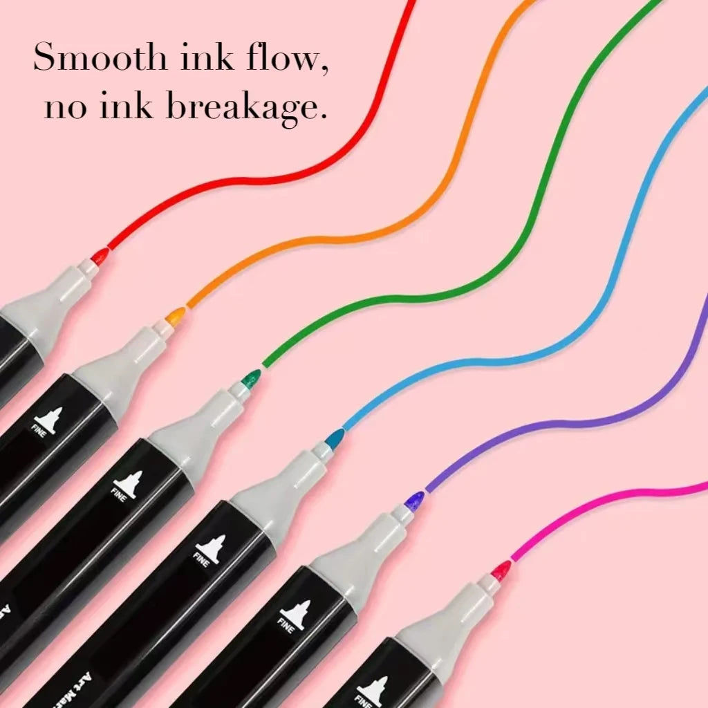 12 Pcs Oily Marker Pen Set Art Alcohol Based Markers Dual Tips Sketching Drawing Graffiti Manga School Art Supplies Qme