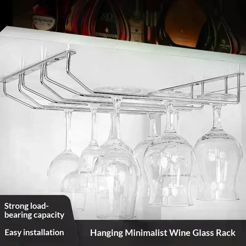 27/34cm Carbon Steel Wine Rack Glass Holder Hanging Bar Hanger Shelf Hanging Rack Under Cabinet Stemware Organizer Qme