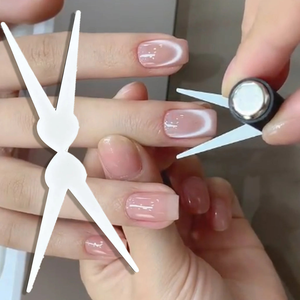 Double-head French Nail Art Magnet Set Cat Eye Magnetic Rod Combination Nail Art DIY V-Shaped Effect Gel Nail Polish Magnet Qme