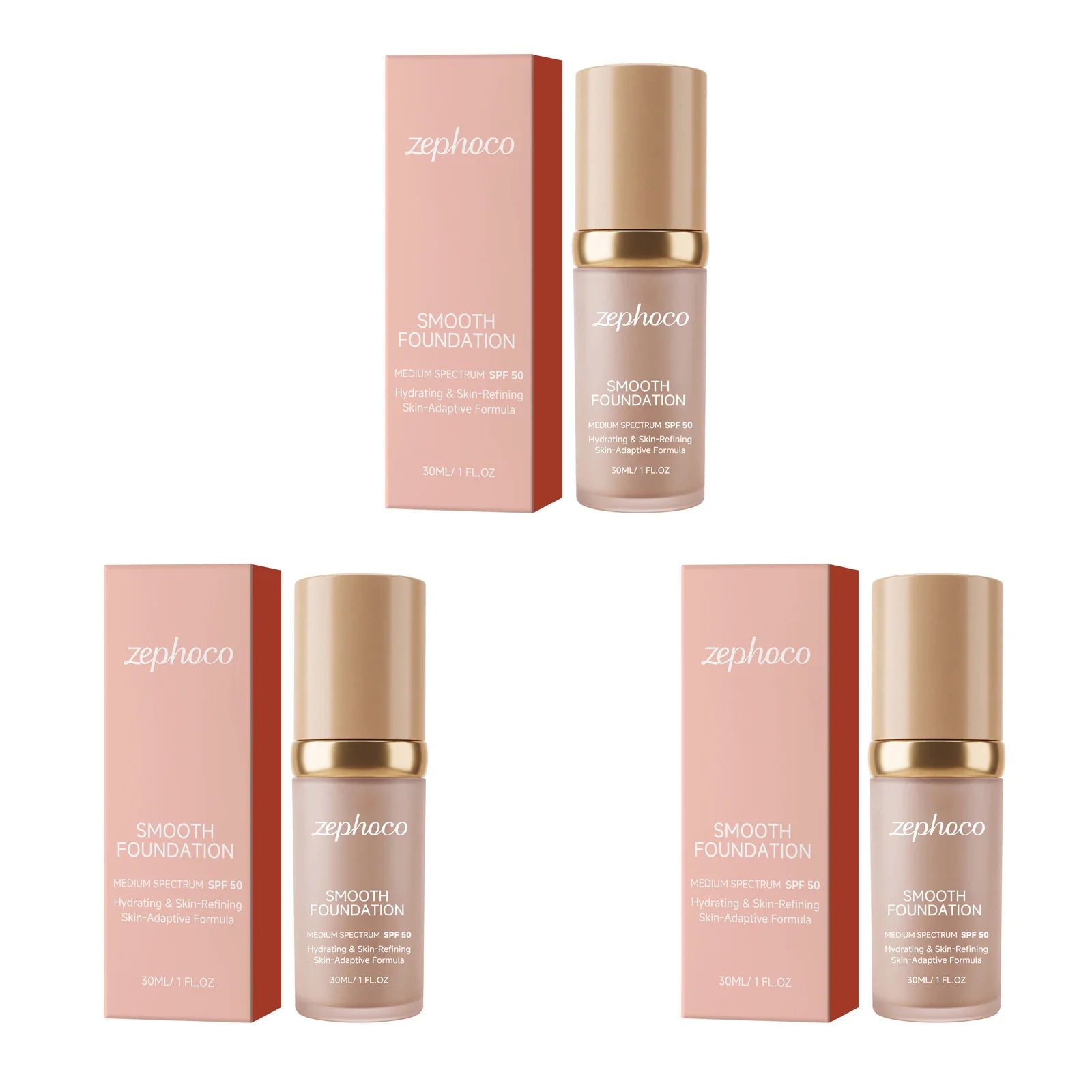 zephoco Color Changing Foundation Sunscreen Spf 50 Anti Aging Lasting Moisturizier Clearing Makeup Base Full Coverage Foundation Qme 3 X 30ml Boxed