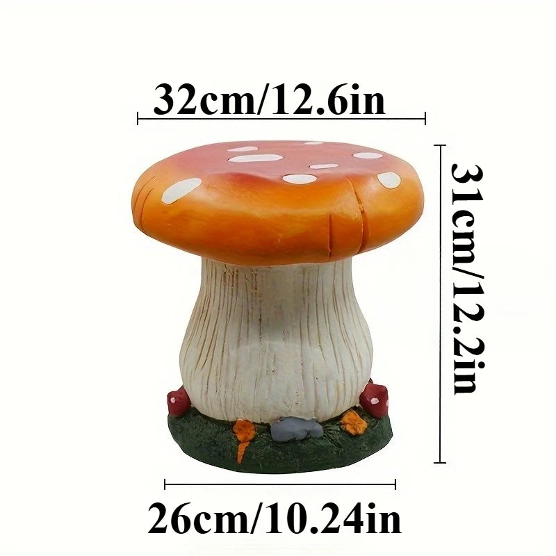 Mushroom House Statue Outdoor Statues Garden Resin Stool Sculpture Fairy Decor for Home Courtyard Lawn Patio Summer Ornament Qme