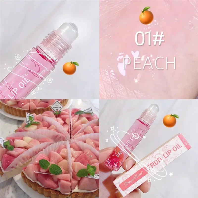 Fruit Lip Gloss Transparent Lip Oil Moisturizing Reducing Lip Lines Nourishes Lips Waterproof Long-lasting Liquid Lips Cosmetics Qme 01