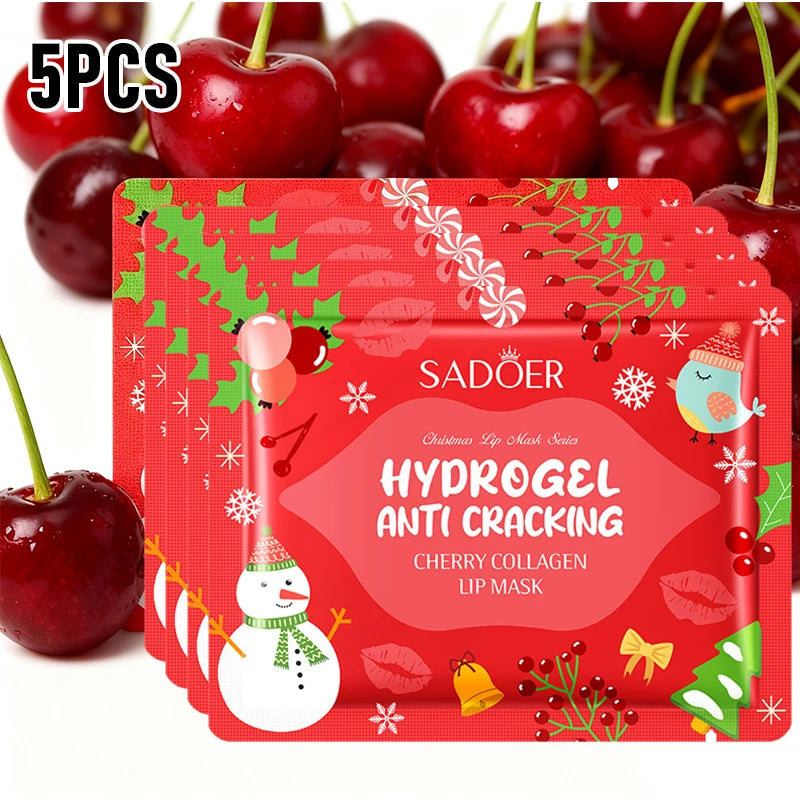 Gel Collagen Lip Mask Crystal Pads Moisturizing Anti-wrinkle Firms Qme Cherry