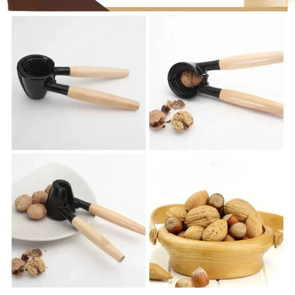 Heavy Duty Aluminum Nutcracker with Wood Handles Manual Tool Opening Lobster Pecan Walnut Crackers WoodHandled Aluminum Nutcrack Qme